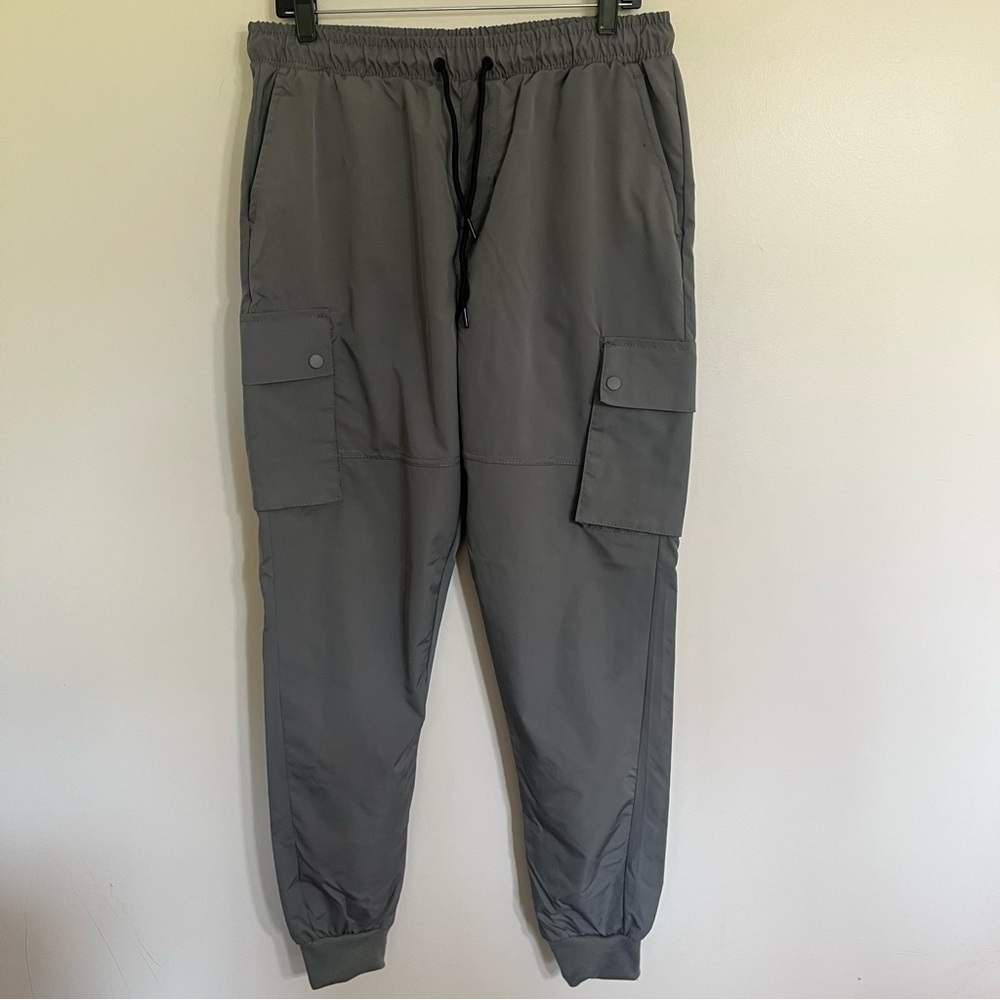 Southpole Mens Gray Tech Cargo Jogger Pants Streetwear Utility Large‎